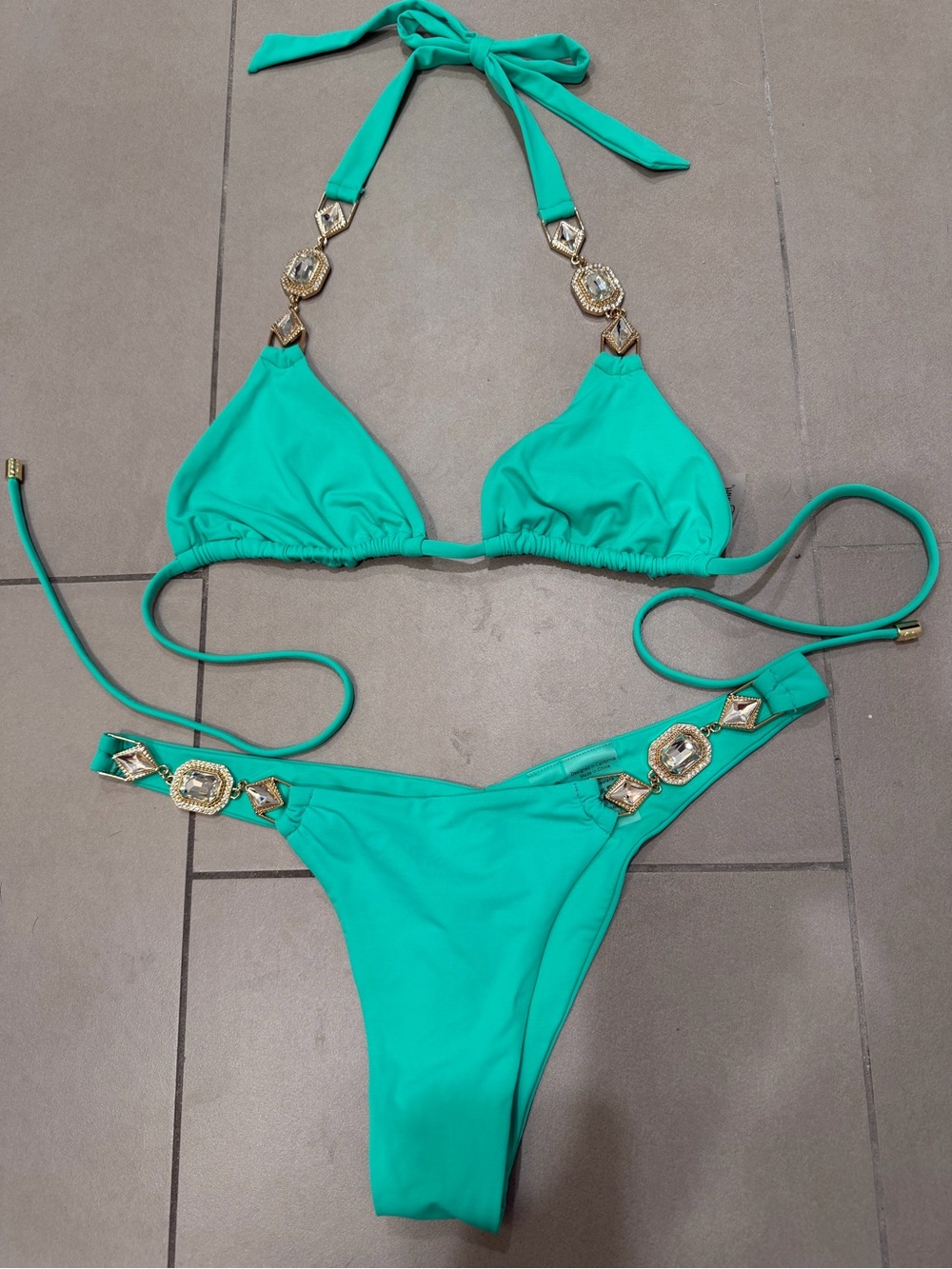 Beach Bunny Green Jeweled Bikini